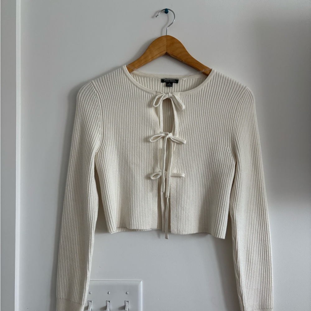 Wild Fable Cream Tie-Front Cardigan Sweater